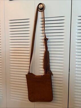 Lucky Brand Tan Suede Crossbody with Fringe Tassel